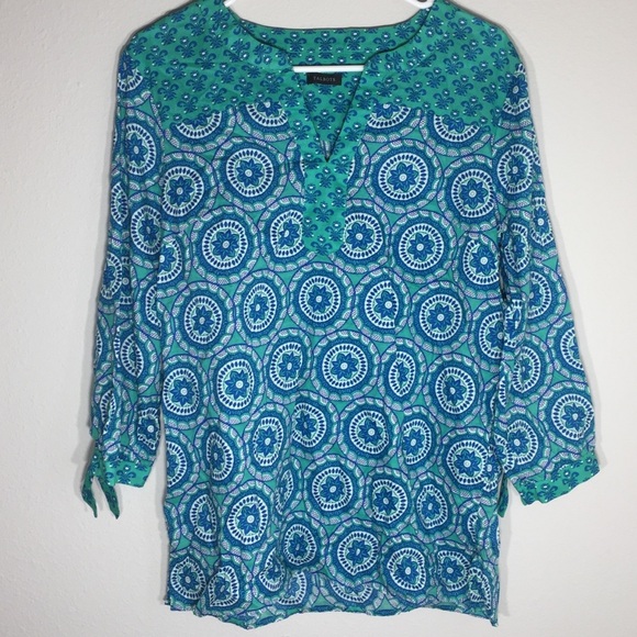 Women’s Talbots Blouse Patterned Boho Coastal - Picture 1 of 6